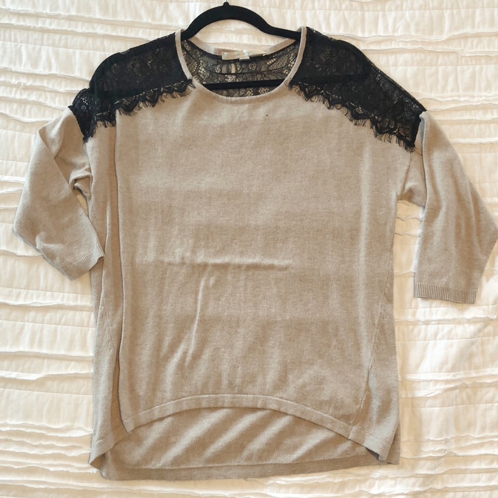 LC sweater with black lace detail